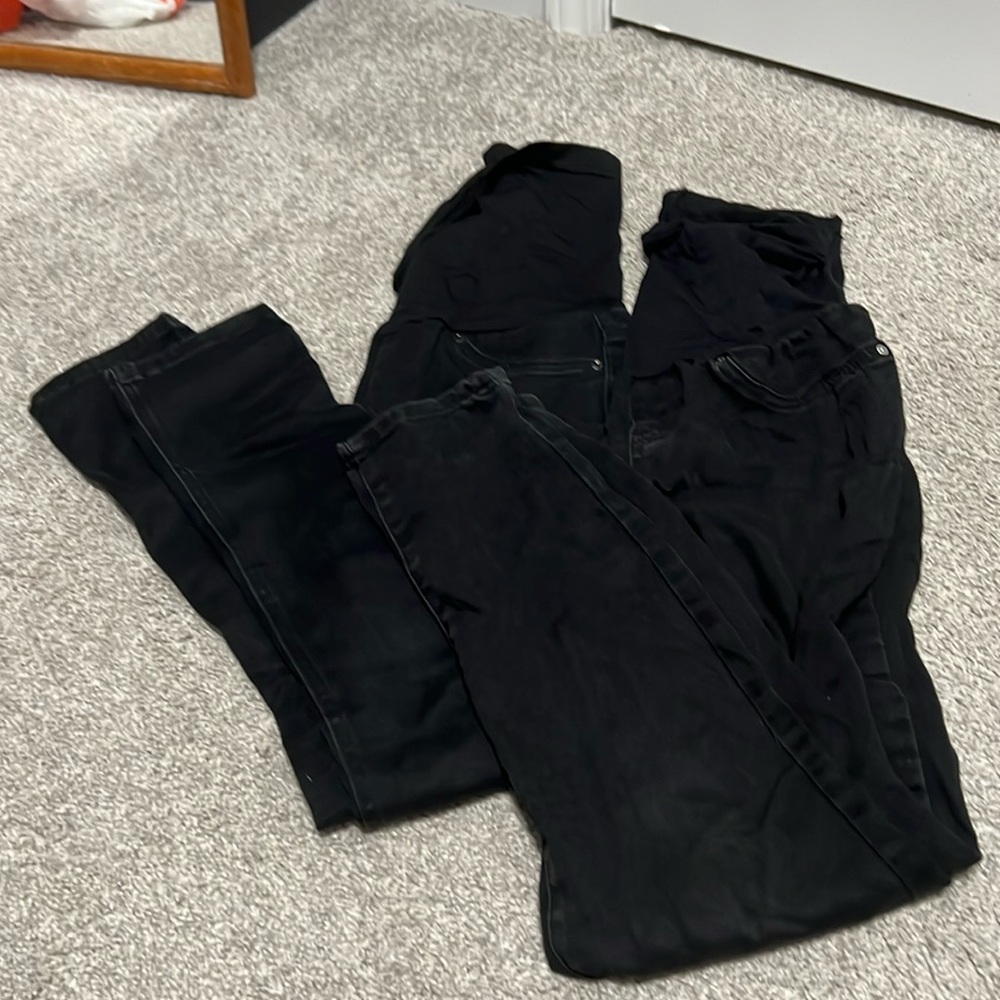 2 pairs of black maternity pants in black